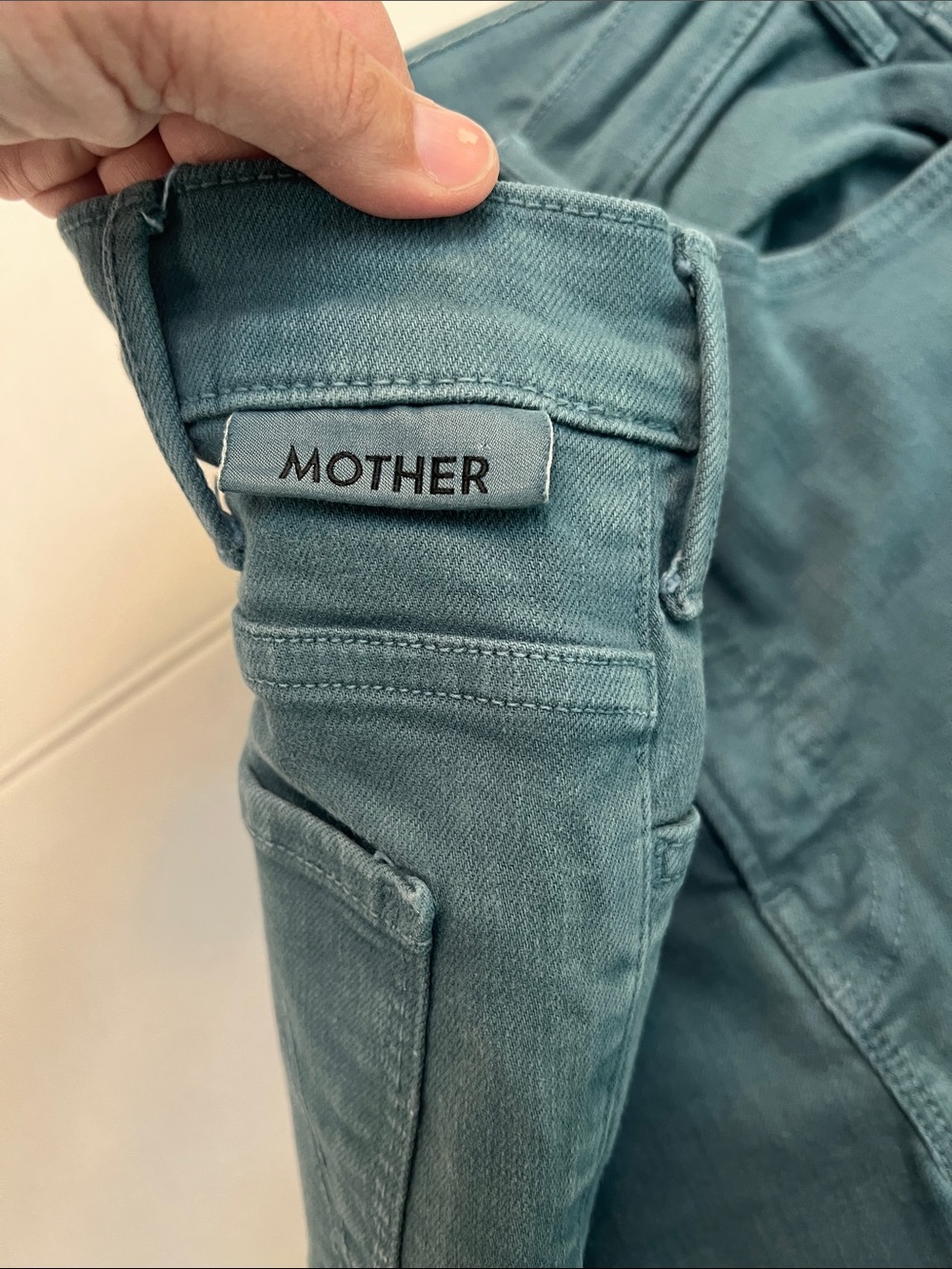 MOTHER DENIM THE HUSTLER ANKLE FRAY IN PLAY DATE GREEN WASH SIZE 28 - Picture 7 of 16